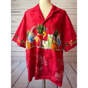 KY's Hawaiian Shirt Mens XL Extra Large Camp Tropical vintage USA Drinks Beer
